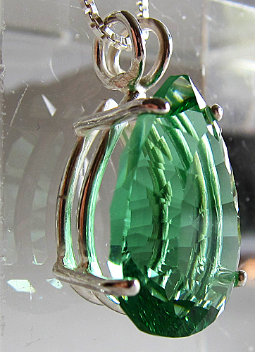 Tibetan Green Obsidian Teardrop Pendant