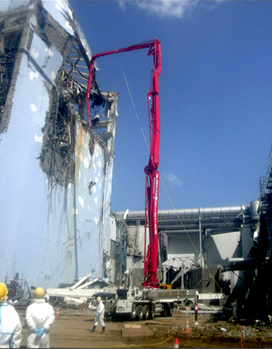 Unit 4 at the tsunami-damaged Fukushima Dai-ichi nuclear power plant in Okumamachi, Fukushima Prefecture, northeastern Japan