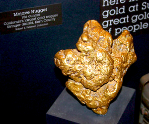 Mojave Gold Nugget weighing 156 ounces courtesy Wikimedia, photo in public domain