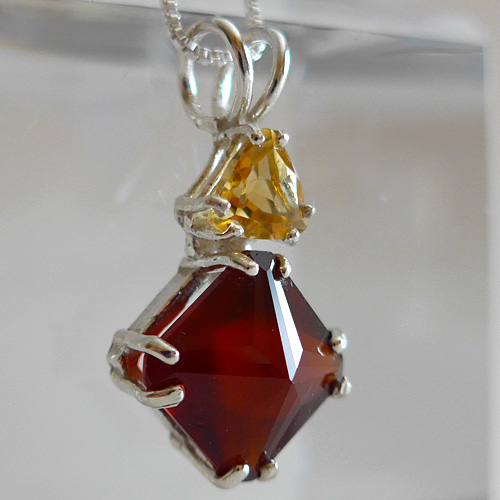 Garnet Pendant with Golden Topaz