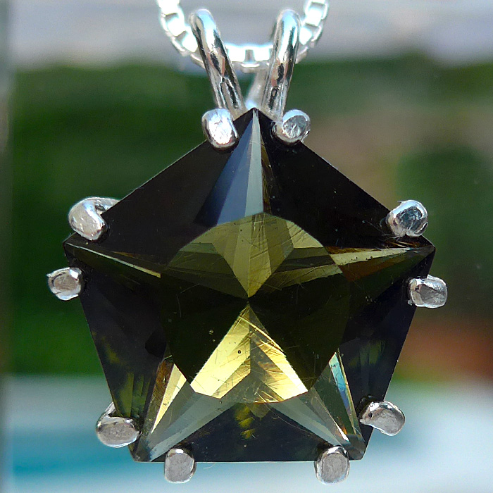 Moldavite Star of Venus Pendant